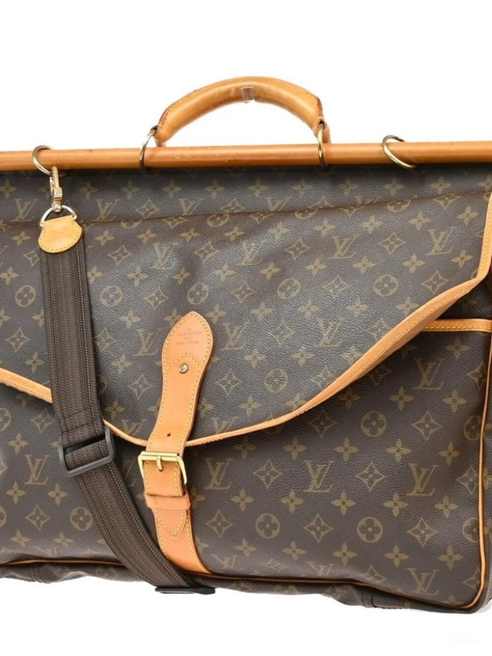 Louis Vuitton Sac Chasse Shoulder Hand Bag Monogram Leather Brown